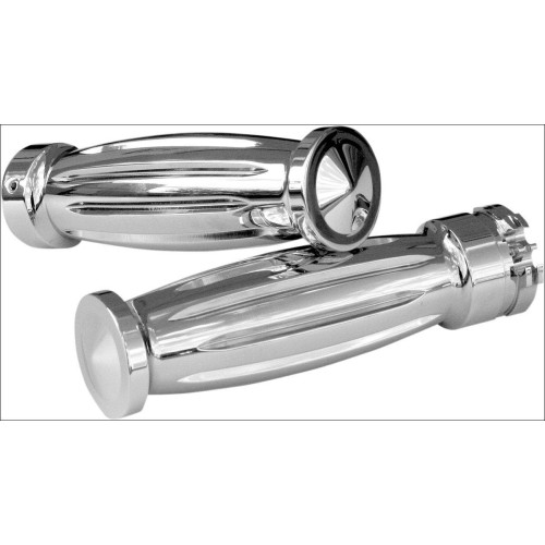 PartzBiz HD: 4425035-Accutronix Custom Gothic Diamond Style Chrome Hand Grips for Harley Cable Throttle