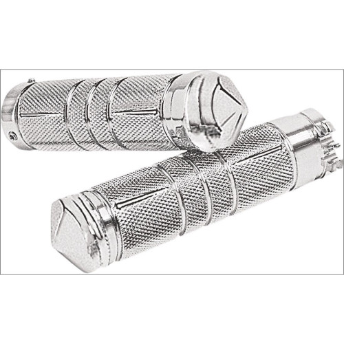 PartzBiz HD: 4424995-Accutronix Custom Gothic Knurled Diamond Style Chrome Hand Grips for Harley Cable Throttle PartzBiz HD: 4424995-Accutronix Custom Gothic Knurled Diamond Style Chrome Hand Grips for Harley Cable Throttle