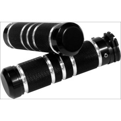 PartzBiz HD DS06301458 - Accutronix Custom Gothic Style Knurled Black Contrast Hand Grips Harley Cable Throttle PartzBiz HD DS06301458 - Accutronix Custom Gothic Style Knurled Black Contrast Hand Grips Harley Cable Throttle