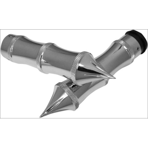 PartzBiz HD: 4425005-Accutronix Custom Gothic Style Chrome Hand Grips for Harley Throttle by Wire | GR101-LC