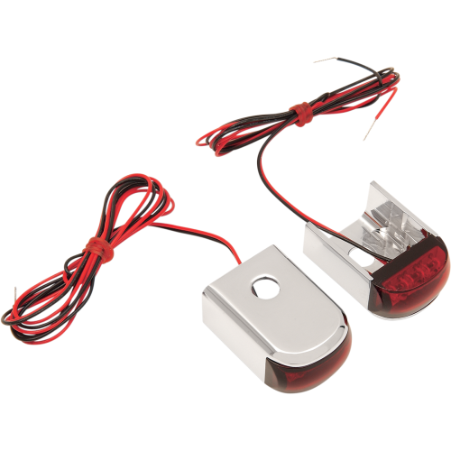 PartzBiz HD: 4424809-Alloy Art Chrome w/ Red LED Red Lens Fender Strut LED Marker Light For Harley Dyna 1991-2005