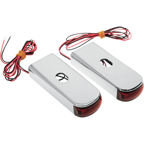 PartzBiz HD: 4424810-Alloy Art Chrome w/ Red LED Red Lens Fender Strut LED Marker Light For Harley Dyna 2006-2014