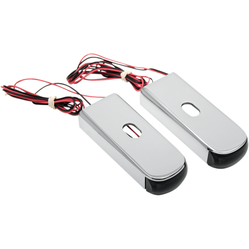 PartzBiz HD: 4424814-Alloy Art Chrome w/ Red LED Smoke Lens Fender Strut LED Marker Light For Harley Dyna 2006-2014