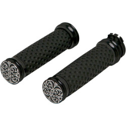 PartzBiz HD AN07-088 - Arlen Ness Black Ano Engraved Soft-Touch Hand Grips Dual Cable for Harley | 07-088 PartzBiz HD AN07-088 - Arlen Ness Black Ano Engraved Soft-Touch Hand Grips Dual Cable for Harley | 07-088