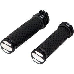 PartzBiz HD AN07-084 - Arlen Ness Black Scalloped Soft-Touch Hand Grips Dual Cable for Harley | 07-084 PartzBiz HD AN07-084 - Arlen Ness Black Scalloped Soft-Touch Hand Grips Dual Cable for Harley | 07-084