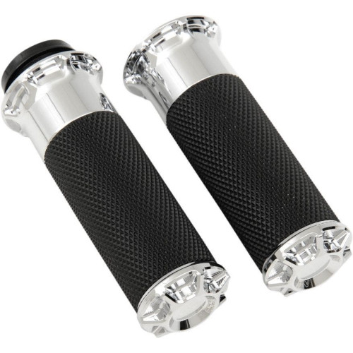 PartzBiz HD: 4423737-Arlen Ness Fusion Chrome Beveled Hand Grips Harley Dual Cable Throttle Models | 07-330 PartzBiz HD: 4423737-Arlen Ness Fusion Chrome Beveled Hand Grips Harley Dual Cable Throttle Models | 07-330