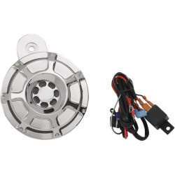 PartzBiz HD AN70-212 - Arlen Ness Beveled Chrome 110db Horn for Harley 91-15 Big Twin Models FL FX | 70-212