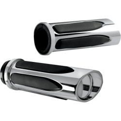 PartzBiz HD AN07-052 - Arlen Ness Chrome Deep Cut Soft-Touch Hand Grips Harley Throttle by Wire | 07-052 PartzBiz HD AN07-052 - Arlen Ness Chrome Deep Cut Soft-Touch Hand Grips Harley Throttle by Wire | 07-052
