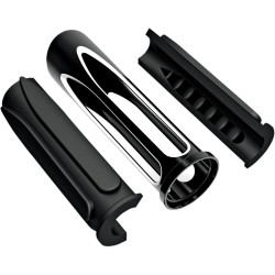 PartzBiz HD ANM-1053 - Arlen Ness Deep Cut Black Comfort Hand Grips M-1053 Honda Kawasaki Yamaha | M-1053