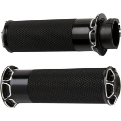 PartzBiz HD AN07-329 - Arlen Ness Fusion Black Beveled Hand Grips Harley Throttle By Wire Models | 07-329 PartzBiz HD AN07-329 - Arlen Ness Fusion Black Beveled Hand Grips Harley Throttle By Wire Models | 07-329