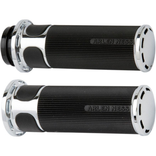 PartzBiz HD: 4423597-ปลอกแฮนด์ Arlen Ness Fusion Chrome Slot Track Hand Grips Harley Throttle By Wire Models | 07-302 PartzBiz HD: 4423597-ปลอกแฮนด์ Arlen Ness Fusion Chrome Slot Track Hand Grips Harley Throttle By Wire Models | 07-302