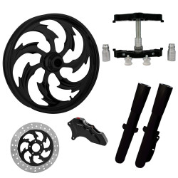 PartzBiz HD ASSAULT-SNGL-BLK-KIT-23PCKG - Assault Black 23" Wheel Tire Single Side w/ Raked Triple Trees Lowers & Sliders | ASSAULT-SNGL-BLK-KIT-23PCKG
