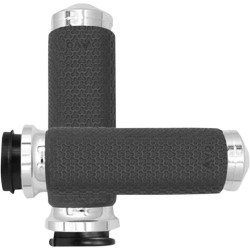 PartzBiz HD AG-MF-63B-CH-FLY - Avon Large Memory Foam Grips Chrome Round Cap สำหรับ Harley Throttle By Wire | MF-63B-CH-ฟลาย PartzBiz HD AG-MF-63B-CH-FLY - Avon Large Memory Foam Grips Chrome Round Cap สำหรับ Harley Throttle By Wire | MF-63B-CH-ฟลาย