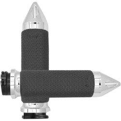 PartzBiz HD AG-MF-63B-CH-SPK - Avon Large Memory Foam Grips Chrome Spiked Cap สำหรับ Harley Cable Throttle 84-21 | MF-63B-CH-SPK PartzBiz HD AG-MF-63B-CH-SPK - Avon Large Memory Foam Grips Chrome Spiked Cap สำหรับ Harley Cable Throttle 84-21 | MF-63B-CH-SPK