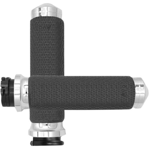PartzBiz HD: 4423189-Avon Small Memory Foam Grips Chrome Round Cap สำหรับ Harley Cable Throttle 84-21 | MF-63-CH PartzBiz HD: 4423189-Avon Small Memory Foam Grips Chrome Round Cap สำหรับ Harley Cable Throttle 84-21 | MF-63-CH