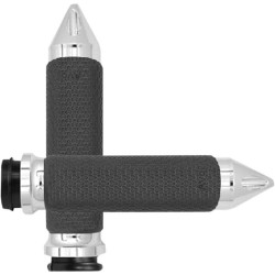 PartzBiz HD AG-MF-63-CH-FLY-SPK - Avon Small Memory Foam Grips Chrome Spiked Cap สำหรับ Harley Throttle By Wire | MF-63-CH-FLY-SPK PartzBiz HD AG-MF-63-CH-FLY-SPK - Avon Small Memory Foam Grips Chrome Spiked Cap สำหรับ Harley Throttle By Wire | MF-63-CH-FLY-SPK