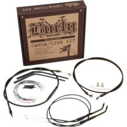 PartzBiz HD B30-1008 - Burly Black Vinyl Extended Cable Kit 12" Bars Harley Sportster 07-13 Single Disc | B30-1008