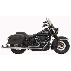 PartzBiz HD DS18002370 - Bassani 1S76E-33 33" Chrome Dual Fishtails Exhaust Harley 18-19 Heritage Deluxe No Baffle