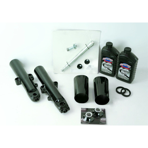 PartzBiz HD: 4421975-Black 49mm Front End Upper & Lower Legs Package w/ Flush Axle Harley 14-21 FLH/T PartzBiz HD: 4421975-Black 49mm Front End Upper & Lower Legs Package w/ Flush Axle Harley 14-21 FLH/T