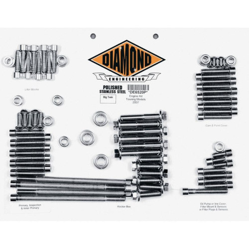PartzBiz HD: 4421857-ชุดน็อตเครื่องยนต์สแตนเลสขัดเงา Diamond Engineering OEM FLH 07-15 | DE6520P PartzBiz HD: 4421857-ชุดน็อตเครื่องยนต์สแตนเลสขัดเงา Diamond Engineering OEM FLH 07-15 | DE6520P