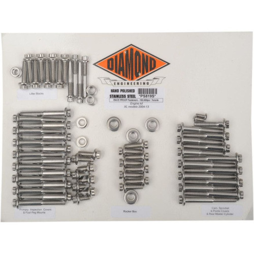 PartzBiz HD: 4421862-Diamond Engineering 12 Point Polished Stainless Steel Engine Bolt Kit XL 04-15 | PS819S PartzBiz HD: 4421862-Diamond Engineering 12 Point Polished Stainless Steel Engine Bolt Kit XL 04-15 | PS819S