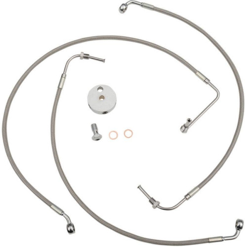 PartzBiz HD: 4421727-La Choppers Stainless Steel Front Brake Line 4 Harley 09-13 FL Non Abs 18-20 Bars-LA-8010B19