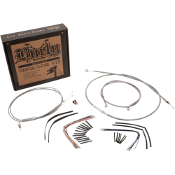 PartzBiz HD B30-1052 - Burly Braided Stainless Steel Cable/Line Kit For 14" Apehangers Harley FXST/B/C/D 2007-2010  | easternperformance.com