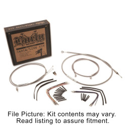 PartzBiz HD B30-1056 - Burly Braided Stainless Steel Cable/Line Kit For 16" Apehangers Harley FXST/B/C/D 2007-2010  | easternperformance.com