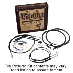 PartzBiz HD B30-1254 - Burly Brand Handlebar Brake Clutch Cables 12" Black Softail M8 ABS 18-Up 0662-0713 06620713 flde flfb dlhc dlsl slim fat boy heritage classic deluxe davidson bets for package buy