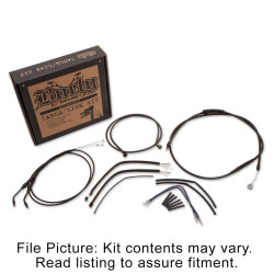 PartzBiz HD B30-1007 - Burly Black Vinyl Extended Cable Kit 12" Bars Harley Sportster 04-06 Single Disc | B30-1007