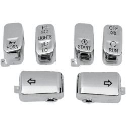 PartzBiz HD 659350 - CCI Chrome 6 ชิ้นแฮนด์สวิทช์ควบคุมกุญแจชุด Dyna Softail XL FLHT | 659350 PartzBiz HD 659350 - CCI Chrome 6 ชิ้นแฮนด์สวิทช์ควบคุมกุญแจชุด Dyna Softail XL FLHT | 659350