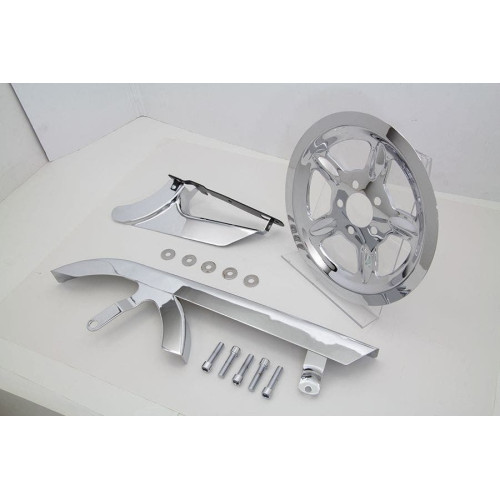 PartzBiz HD: 4421292-Chrome Belt Guard and Pulley Cover Kit OE Repl 60402-04 Harley Sportster 04-Up