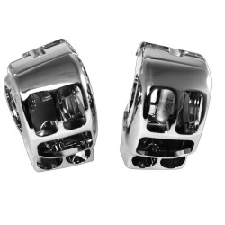PartzBiz HD MW47-701 - Chrome Hydraulic Brake Clutch Handlebar Control Kit Switch Housings Harley 14-15 | 617714