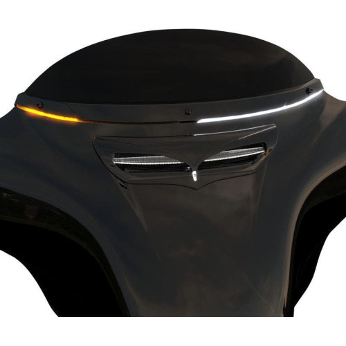 PartzBiz HD: 4421149-Ciro 3D Black LED Windshield Trim Turn Signals Harley Batwing FLHT 14-18 | 11001 PartzBiz HD: 4421149-Ciro 3D Black LED Windshield Trim Turn Signals Harley Batwing FLHT 14-18 | 11001