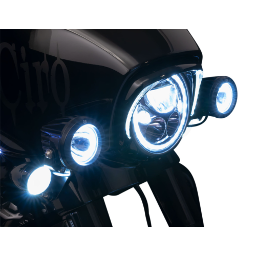 PartzBiz HD: 4421106-Ciro 45009 TAC-10 Light Cannons Vision X Spotlight 2104 Lumen Harley Batwing 14-Up