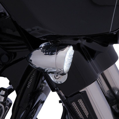 PartzBiz HD: 4420990-Ciro Chrome Bullet Style Fang LED สัญญาณไฟเลี้ยวด้านหน้าแทรกฟังก์ชั่น Dual Harley | 45400 PartzBiz HD: 4420990-Ciro Chrome Bullet Style Fang LED สัญญาณไฟเลี้ยวด้านหน้าแทรกฟังก์ชั่น Dual Harley | 45400