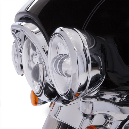PartzBiz HD: 4420964-Ciro Chrome L.E.D. Fang Headlight Bezel for Harley Touring FLH/T 14-16 | 45200 PartzBiz HD: 4420964-Ciro Chrome L.E.D. Fang Headlight Bezel for Harley Touring FLH/T 14-16 | 45200