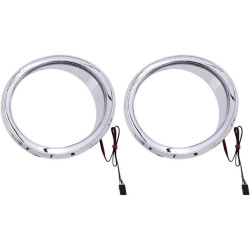 PartzBiz HD DS44050421 - Ciro Chrome LED ด้านหน้าลำโพง Bezels เน้นสำหรับ Harley Batwing FLH/T 14-16 | 42100 PartzBiz HD DS44050421 - Ciro Chrome LED ด้านหน้าลำโพง Bezels เน้นสำหรับ Harley Batwing FLH/T 14-16 | 42100