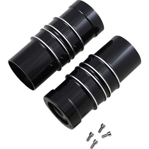 PartzBiz HD: 4420364-Covington Customs Black Ripper Finned Billet Fork Bellows Leg Bells Harley 80-13 PartzBiz HD: 4420364-Covington Customs Black Ripper Finned Billet Fork Bellows Leg Bells Harley 80-13