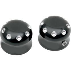 PartzBiz HD DS02140239 - Covingtons Customs Black Dimpled Front Axle Caps Harley 07-17 Softail FLH FXDWG | C0010-B PartzBiz HD DS02140239 - Covingtons Customs Black Dimpled Front Axle Caps Harley 07-17 Softail FLH FXDWG | C0010-B