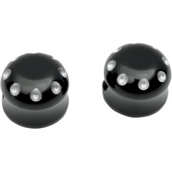 PartzBiz HD DS02140241 - Covingtons Customs Black Dimpled Front Axle Caps Harley Softail FLH FXDWG XL | C0011-B PartzBiz HD DS02140241 - Covingtons Customs Black Dimpled Front Axle Caps Harley Softail FLH FXDWG XL | C0011-B
