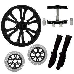 PartzBiz HD CZAR-DUAL-BLK-KIT-PCKG - ยางล้อ Czar Black 23” Dual Rotors พร้อม Raked Triple Trees ส่วนล่างและตัวเลื่อน | CZAR-DUAL-BLK-KIT-PCKG