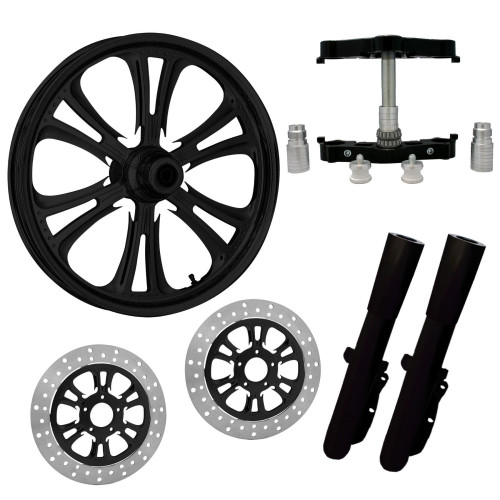 PartzBiz HD: 4419051-Czar Black 23" Wheel Tire Dual Rotors w/ Raked Triple Trees Lowers & Sliders | CZAR-DUAL-BLK-KIT-PCKG PartzBiz HD: 4419051-Czar Black 23" Wheel Tire Dual Rotors w/ Raked Triple Trees Lowers & Sliders | CZAR-DUAL-BLK-KIT-PCKG