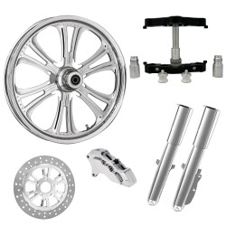 PartzBiz HD CZAR-SNGL-CHR-KIT-23PCKG - ยางล้อ Czar Chrome 23 ” ด้านเดียวพร้อมท่อนล่างและตัวเลื่อนแบบ Raked Triple Trees | CZAR-SNGL-CHR-KIT-23PCKG
