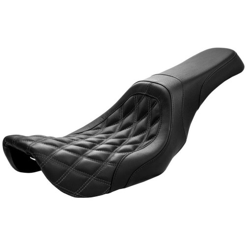 PartzBiz HD: 4418822-Danny Grey Weekday 2-Up Seat Leather Diamond Stitch Harley Dyna 06-17