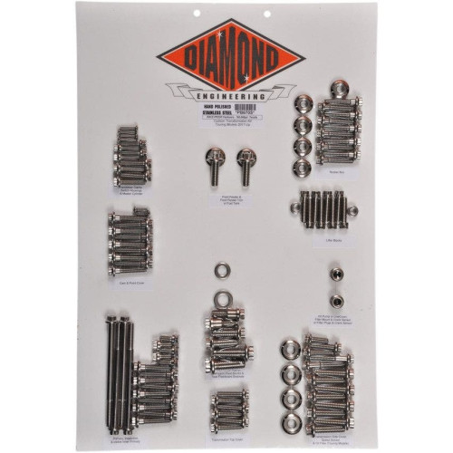 PartzBiz HD: 4418694-Diamond Engineering PB670S Stainless 12 Point Engine Bolt Kit Harley FLH/T M8 best new upgrade replacement touring bagger dresser transmission drivetrain hardware fasteners PartzBiz HD: 4418694-Diamond Engineering PB670S Stainless 12 Point Engine Bolt Kit Harley FLH/T M8 best new upgrade replacement touring bagger dresser transmission drivetrain hardware fasteners
