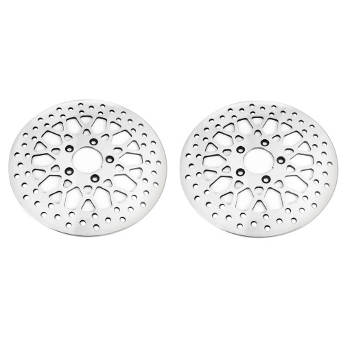 PartzBiz HD: 4418514-DNA High Polished Mesh Dual Front 11.5 Disc Rotors Harley Touring 00-07 (คู่) | M-RT-2162 PartzBiz HD: 4418514-DNA High Polished Mesh Dual Front 11.5 Disc Rotors Harley Touring 00-07 (คู่) | M-RT-2162