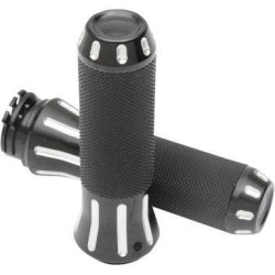 PartzBiz HD DS06301612 - Drag Specialties Rubber-Covered Black Clear Cut Grips Harley Throttle by Wire | 0630-1612 PartzBiz HD DS06301612 - Drag Specialties Rubber-Covered Black Clear Cut Grips Harley Throttle by Wire | 0630-1612