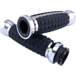 PartzBiz HD DS06302639 - Drag Chrome Grenade อลูมิเนียมยางนุ่ม 1” แฮนด์ Grips Harley 82-20 Cable Throttle 0630-2639 PartzBiz HD DS06302639 - Drag Chrome Grenade อลูมิเนียมยางนุ่ม 1” แฮนด์ Grips Harley 82-20 Cable Throttle 0630-2639
