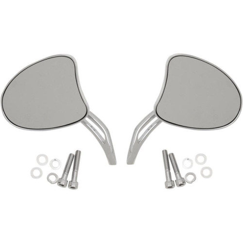 PartzBiz HD: 4418052-Drag Chrome Tapered Mirrors w/ Slotted Stems 4 3/4" Mirror Stem Harley / Metric | 0640-1097 PartzBiz HD: 4418052-Drag Chrome Tapered Mirrors w/ Slotted Stems 4 3/4" Mirror Stem Harley / Metric | 0640-1097